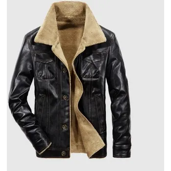 Pánská bunda s kožíškem z umělé kůže J2044 černá XL