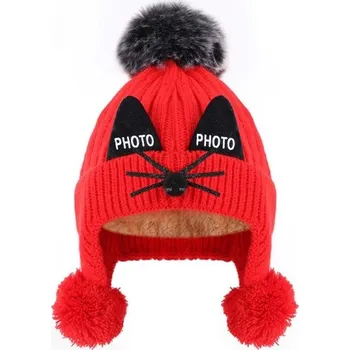 Čepice Dětská zimní čepice přes uši červená