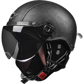 Motocyklové brýle Retro výklopná motocyklová helma 55–62 cm ABS skořepina Vyměnitelná zimní a letní podšívka Stylová přilba na motorku s výklopným hledím černá