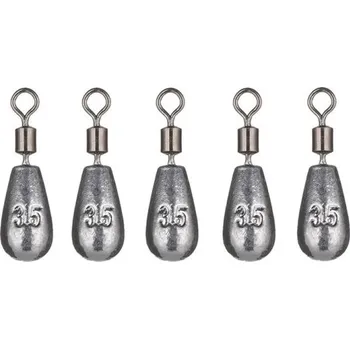 Rybářské olověné závaží kapkovité s obratlíkem 5 ks 3,5 g Olůvka na ryby Stabilní potápění Daleké nahazování Zátěž na lov velkých ryb