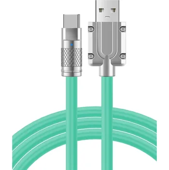 Datový kabel Rychlonabíjecí kabel USB A na USB C 120W 2 m 6A silikonový datový kabel flexibilní odolné provedení zelená
