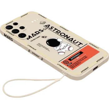 Pouzdro na mobilní telefon Ochranný kryt s motivem astronauta s poutkem na Samsung Galaxy S23 Plus béžova