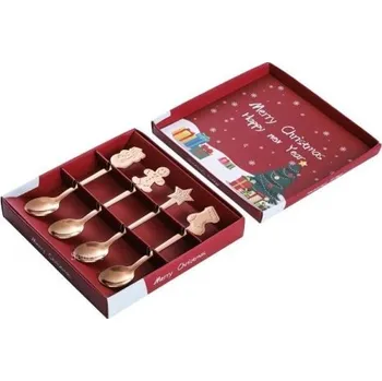 Příbor Vánoční lžičky v dárkové krabici 4 ks růžová