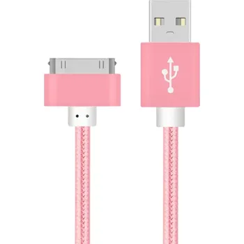 Datový kabel Rychlonabíjecí kabel 30pin na USB A 1 m datový a nabíjecí kabel 2.4A synchronizační kabel pro starší Apple zařízení iPod iPhone iPad růžová