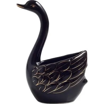 Stojan na víno Keramický stojan na příbory labuť černá