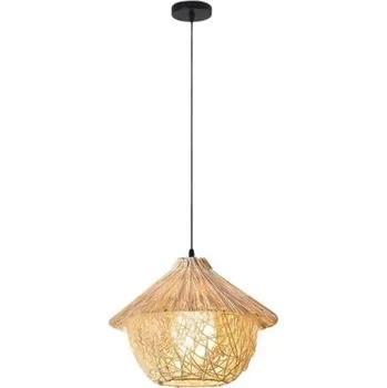 Ručně vyráběné ratanové závěsné svítidlo Přírodní závěsný lustr ve skandinávském stylu Stropní dřevěná lampa s černým nastavitelným drátem 120 cm 29,5 x 22 cm