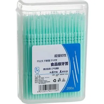 Dentální hygiena Silikonový mezizubní kartáček Sada mezizubních kartáčků 200 ks světle zelená