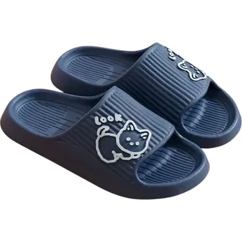 Dámské pantofle Dámské roztomilé domácí pantofle s kreslenou kočičkou Měkké lehké přezůvky Ergonomická podrážka Stylové pantofle na každodenní nošení modrá 40-41