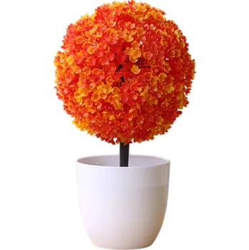 umělá květina Malý umělý strom v květináči 1 ks Simulovaná falešná rostlina Stolní dekorace Domácí výzdoba Zahradní a hotelová plastová dekorace oranžová