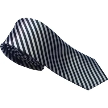 Kravata Černobílá proužkovaná kravata 145 x 5 cm Elegantní pánská kravata s proužkovým vzorem Stylový doplněk na svatby, večírky, pracovní schůzky