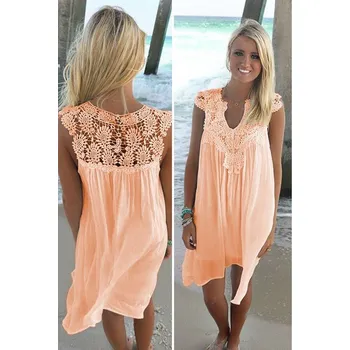 Dámské šaty Letní plážové šaty lososová XXL