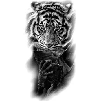 Odstranitelné tetování Vodotěsné dočasné tetování 21 x 11,4 cm Tygr s římským bojovníkem Historický motiv Snadná aplikace Odolné tetování Síla a odvaha