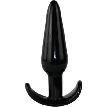 Vibrátor Silikonový anální kolík se zahnutou úchytkou pro snadnou manipulaci a diskrétní balení pro pohodlí a soukromí černá