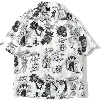 Pánská košile Pánská košile s lebkami A3084 bílá L