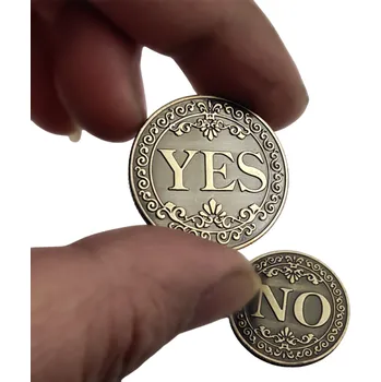 Oboustranná kovová mince 2,5 cm s nápisy Yes a No na každé straně Mince na pomoc při rozhodování Ano a Ne Sběratelská pozlacená mince zlatá