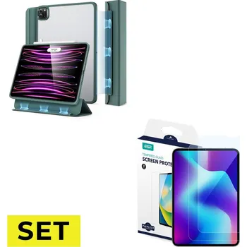 Pouzdro na tablet SET KRYT ESR ASCEND HYBRID IPAD PRO 12.9 2021 / 2022 FOREST GREEN + TVŘEDNÉ SKLO ESR TEMPERED GLASS 2-PACK IPAD PRO 12.9 2020 / 2021 / 2022 CLEAR