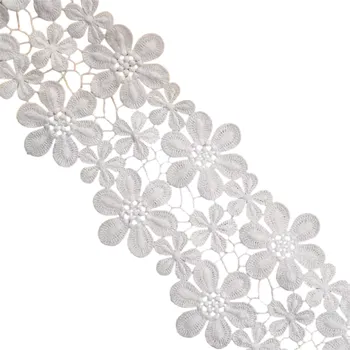 Balící papír Květinová krajka 10 cm x 91 cm Jemná dekorační látka na šití Ozdobná krajková stuha na oděvy Svatební doplňky Textilní dekorace DIY tvorba bílá