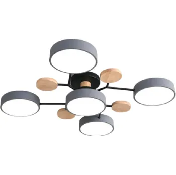 LED lustr se 3 různými barvami 48 W Moderní stropní svítidlo s 5 LED světly ve tvaru kruhu Minimalistický stmívatelný lustr 66 x 17 cm šedá