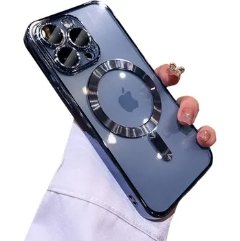 Pouzdro na mobilní telefon Transparentní silikonový kryt pro iPhone 16 Plus Magnetický kryt s bezdrátovým nabíjením pro iPhone 16 Plus Barevný silikonový kryt pro Iphone 16 Plus modrá