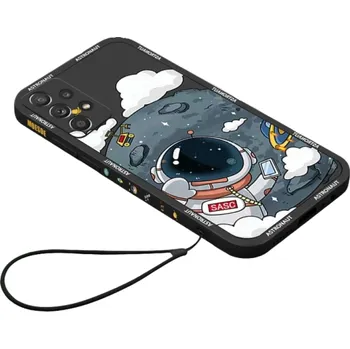 Pouzdro na mobilní telefon Ochranný kryt s motivem astronauta s poutkem pro Samsung Galaxy S23 Ultra černá
