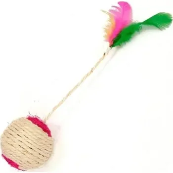 Hračka pro kočku Sisalový škrábací míček s peříčkem 6,5 cm Hračka pro kočky Sisalová hračka pro kotě