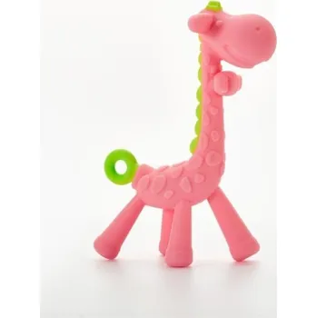 Silikonové kousátko žirafa růžová