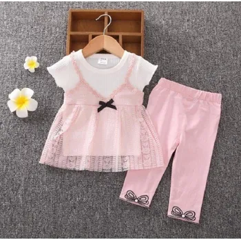 Dívčí oblečení Dívčí tričko a kalhoty L1459 bílá 4