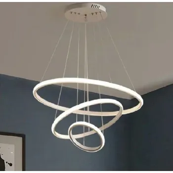 Luxusní závěsný LED lustr teplá bílá 60 W Moderní kruhová lampa 90 - 265 V Závěsné svítidlo se třemi kruhy 60 cm 40 cm 20 cm bílá