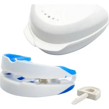 Pomůcka proti chrápání a spánkové apnoe Zarážka do úst proti chrápání Bílý chránič zubů s gelem Náustek proti chrápání Nastavitelná ochrana úst proti chrápání s pouzdrem 6,5 x 5 x 3 cm