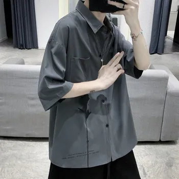 Pánská košile Pánská košile s květinou F677 šedá 3XL