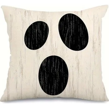 Karnevalový doplněk Halloweenský povlak na polštář Veselý dekorativní povlak na polštář se zipem Jednostranný bílý povlak na polštář s motivem ducha 40 x 40 cm