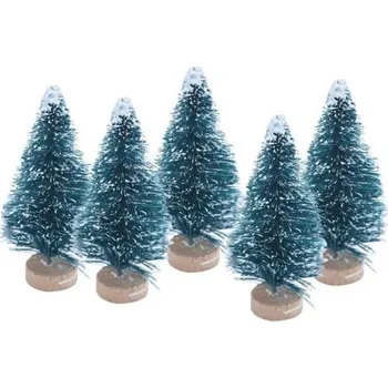 Vánoční dekorace Dekorační stromečky 6,5 cm 5 ks tmavě zelená