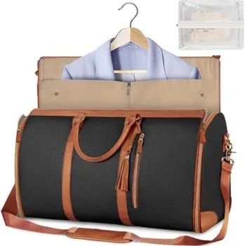 Cestovní taška Skládací dámská cestovní taška 52 x 25 x 32 cm Praktická taška přes rameno PU kůže Elegantní velká kabelka Zavazadlo na víkend i dovolenou černá