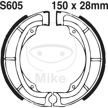 Motodíl Sada brzdových čelistí EBC S605G drážkovaný včetně pružin KAWASAKI KX 250 1974-1981