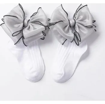 Dívčí kotníkové ponožky s mašlí bílá 1-3 roky