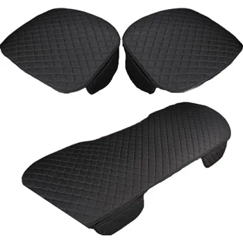 Potah sedadla Lněný potah na zadní a přední autosedačku Potah na sedadla v autě Podsedák do auta 3 ks Univerzální velikost černá