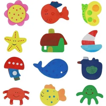 Dřevěná hračka Dřevěné magnety na lednici - 12 ks