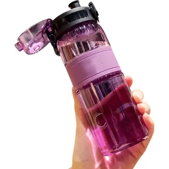 Lahev na vodu 500 ml Lehká a odolná sportovní láhev s nepropustným víčkem Hydratační lahev na pití Ergonomický design Široké hrdlo Praktická na cesty fialová