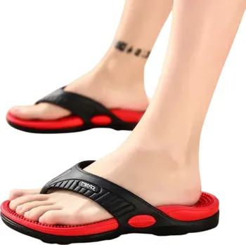 Pánské žabky Masážní žabky pro muže Plážové boty s masážní podrážkou Letní pantofle pro venkovní i domácí nošení Pohodlné boty na léto na nohy červená 44