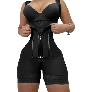 Body Dámský kompresní body s dvojitou vrstvou Zeštíhlující korzet se zapínáním na háčky a zip Tvarující spodní prádlo pro zúžení pasu a zvednutí prsou černá XS