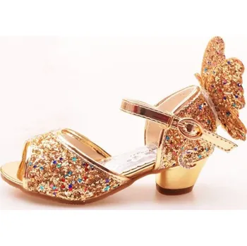 Dívčí sandály Dívčí sandály s podpatkem zlatá 29,5