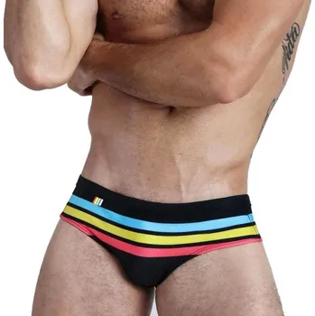 Pánské plavky Pánské pruhované plavky F894 černá M