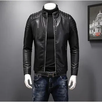 Pánská větrovka Pánská kožená bunda F1103 černá S