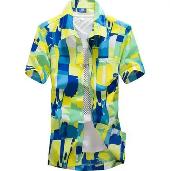 Pánská košile Pánská pestrobarevná košile J1445 žlutá S