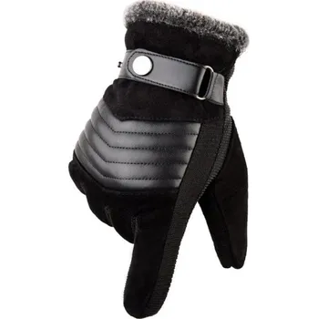 Rukavice Zimní pánské rukavice s funkcí touchscreen Teplé rukavice do zimy s kožešinou a utahovacím páskem černá