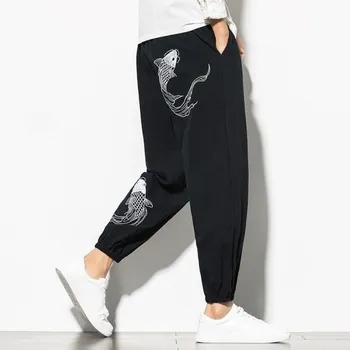 Pánské kalhoty Pánské kalhoty s rybami černá M