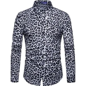 Pánská košile Pánská leopardí košile A3081 bílá XL