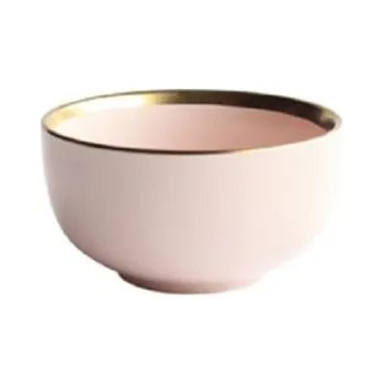 Keramická miska se zlatým lemováním růžová S