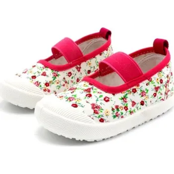 Dívčí baleríny Dívčí baleríny s květinami červená 19