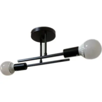 Moderní černý lustr na dvě E27 žárovky Polozapuštěný stropní lustr Kovové stropní osvětlení Minimalistické svítidlo 32 x 13 cm